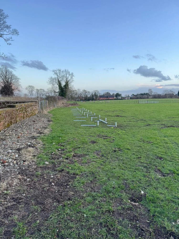 Ground mounted solar panel installation mid-job